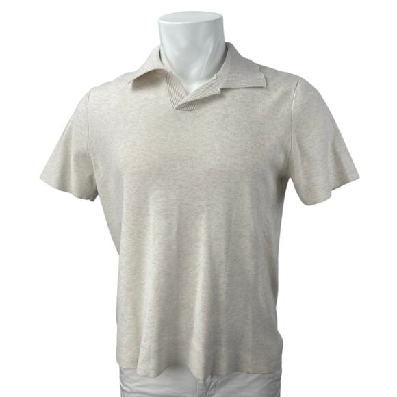 MANGO MNG Men's Cream White Short Sleeve Collar Knitted Polo Shirt Top Size M - Picture 1 of 3